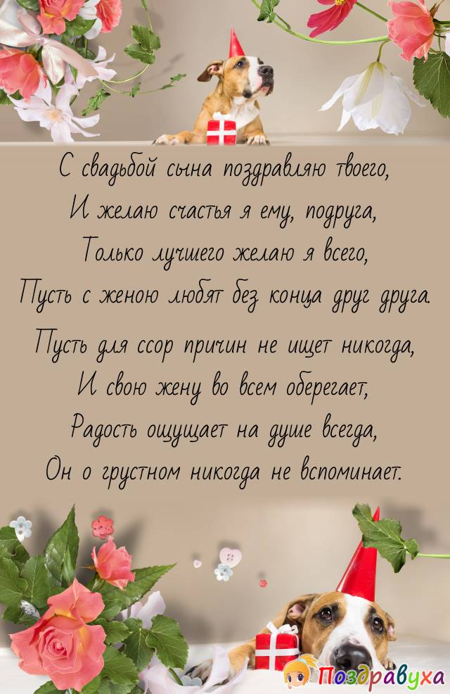 Подруга, С Днем свадьбы сына!