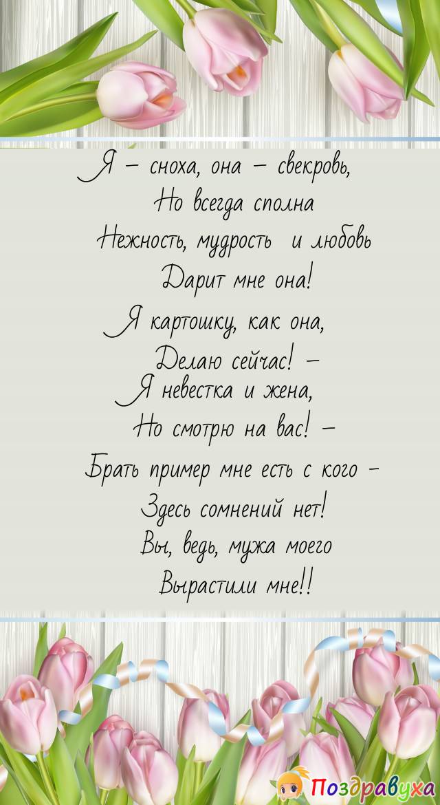 Свекрови от снохи прикольные стихи!